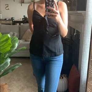 Sweetheart spaghetti strap linen top